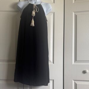 Elegant Black Halter Dress with Tassels